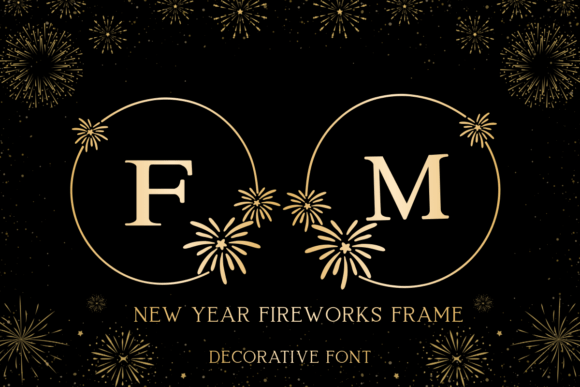 New Year Fireworks Frame Font for Crafters